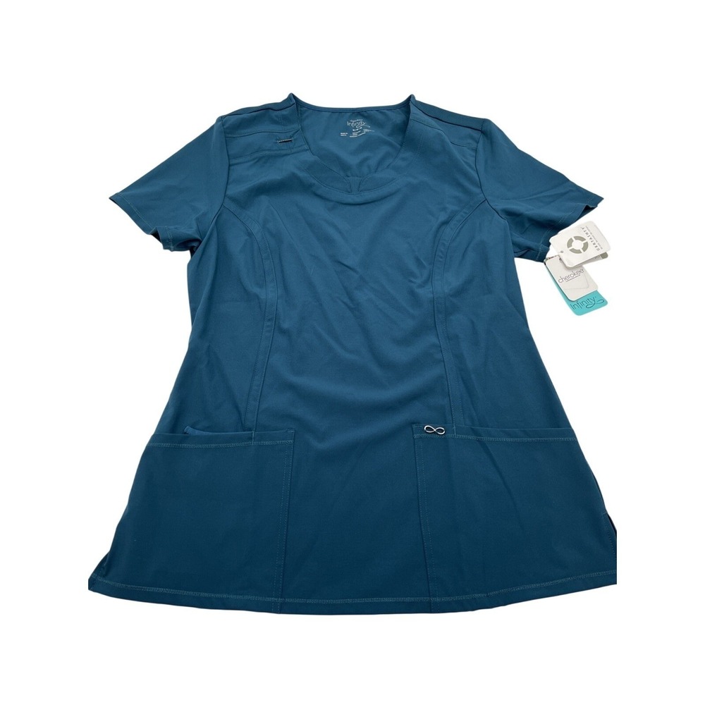 Cherokee Infinity Scrub Top Womens Medium Teal Stretch Medical Uniform 2624A NWT